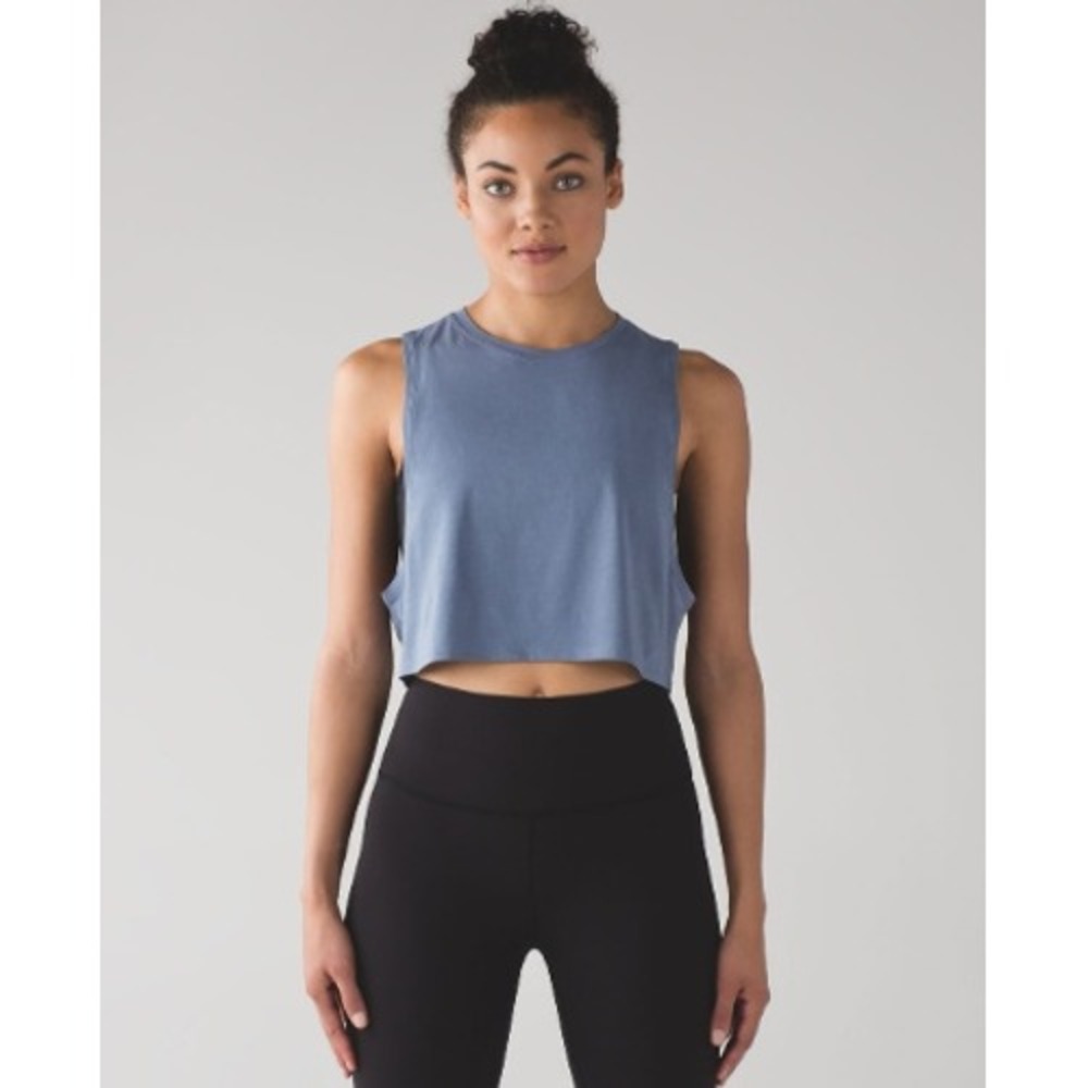 Lululemon Muscle Love Crop Tank Womens 8 Gray Womens 8 Sporty Running Breathable